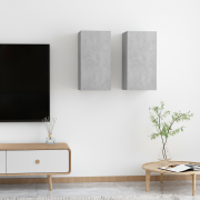 vidaXL | Vägg TV Skåp | 2 pcs Betonggrå 30.5 x 30 x 60 cm Konstruerat ...