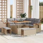 vidaXL Trädgårdsoffset 8 pcs Beige konstrotting