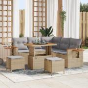 vidaXL Trädgårdsoffset 8 pcs Beige konstrotting