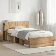 vidaXL Sängram med förvaring Artisan-ek 100 x 200 cm Konstruerat trä