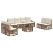 vidaXL Trädgårdsoffset 9 pcs Beige konstrotting