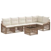 vidaXL Trädgårdsoffset 7 pcs Beige konstrotting