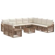 vidaXL Trädgårdsoffset 11 pcs Beige konstrotting