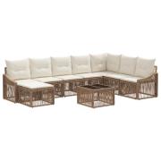 vidaXL Trädgårdsoffset 9 pcs Beige konstrotting