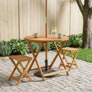 vidaXL Hopfällbart trädgårdsbord Naturlig Ø90 x 75 cm