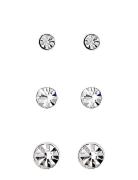 Pilgrim Millie Crystal Earrings, 3-In-1 Set Silver