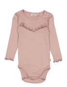 Wheat Body Rib Ruffle Ls Rosa