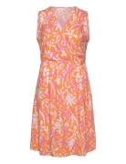 ONLY Carmakoma Carpiora S/L Wrap Blk Dress Wvn Orange