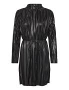Selected Femme Slfnaline Ls High Neck Short Plisse Dres Svart