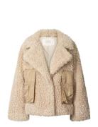 Rabens Sal R Teda - Curly Fur Short Jacket Beige