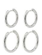 Pilgrim Love Hoop Earrings 2-In-1 Set Silver