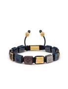 Nialaya Men's Ceramic Flatbead Bracelet In Black, Blue, Red And Gold M...