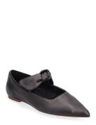 ALOHAS Fossil Black Leather Ballet Flats Svart