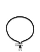 Nialaya Men's Black String Bracelet With Adjustable Silver Lock Silver