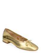 Mango Leather Ballet Flats With Bow Guld