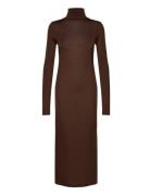 Polo Ralph Lauren Wool-Blend Jersey Roll Neck Midi Dress Brun