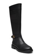 Lauren Ralph Lauren Hallee Tumbled Leather Tall Boot Svart