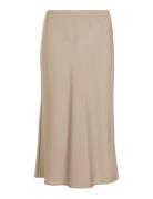 Calvin Klein Light Weight Satin Midi Skirt Beige