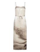 Calvin Klein Travertine Print Midi Slip Dress Grå