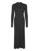 Tommy Hilfiger Lurex F&F Mock-Nk Midi Dress Svart