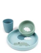 Silic Dinner Set Happy Clouds Blue Home Meal Time Dinner Sets Green D ...
