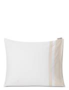 Hotel Sateen White/Light Sand Contrast Pillowcase Home Textiles Bedtex...