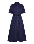 Polo Ralph Lauren Tiered Cotton Shirtdress Marinblå