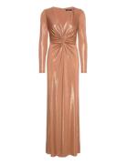 Lauren Ralph Lauren Twist-Front Foil-Print Jersey Gown Guld