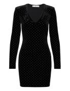 Mango Rhinest S Velvet Dress Svart