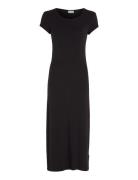 Calvin Klein Modal Rib Cap Sleeve Dress Svart