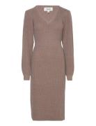 Vero Moda Vmgeorgine Ls V-Neck Calf Knit Dress Vma Brun