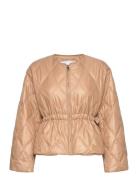 Ganni Shiny Quilt Jacket Beige