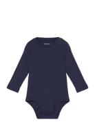 Ralph Lauren Baby Cotton Jersey Long-Sleeve Bodysuit Marinblå