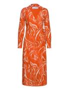 Selected Femme Slfsirine Ls Midi Wrap Dress B Orange