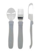 Twistshake Learn Cutlery Stainless Steel 12+M Pastel Grey Home Meal Ti...
