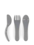 Twistshake Learn Cutlery 6+M Pastel Grey Home Meal Time Cutlery Grey T...