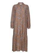 Coster Copenhagen Long Dress In Graphic Flower Print Brun