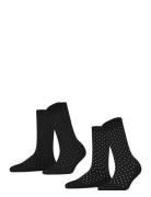 Esprit Socks Fine Dot 2-Pack Sustainable With Pattern Svart