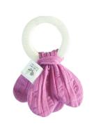 Tikiri Rubber Teething/Muslin Tie Rose Rosa