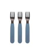 Silic Forks 3-Pack - Powder Blue Home Meal Time Cutlery Blue Filibabba