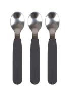 Silic Spoons 3-Pack - St Grey Home Meal Time Cutlery Black Filibabba