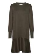 NORR Als Short Knit Dress Khaki Green