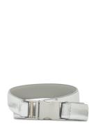 Mango Metal Fastening Leather Belt Silver