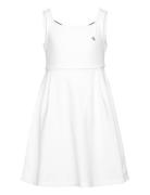 Calvin Klein Back Logo Tape Fit Flare Dress Vit