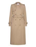 Mango Double-Breasted Cotton Trench Coat Beige