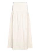Mango Elastic Panel Flared Skirt Kräm