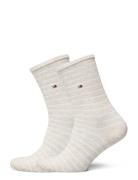 Tommy Hilfiger Th Women Sock 2P Small Stripe Beige