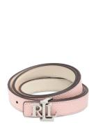 Lauren Ralph Lauren Logo Reversible Embossed Skinny Belt Rosa