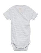 Copenhagen Colors Baby Striped Wrap Body W. Short Sleeve Blå