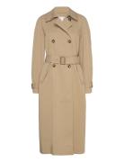 Mango Double-Breasted Cotton Trench Coat Beige